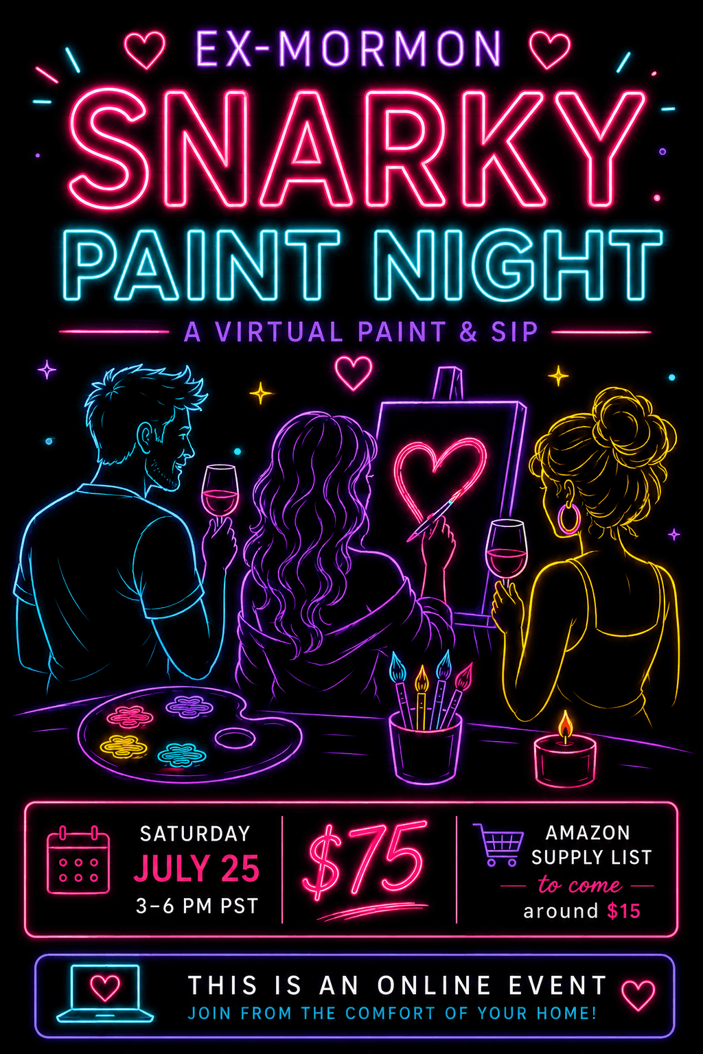 Ex-Mormon Snarky Paint Night — a virtual paint & sip, Saturday July 25