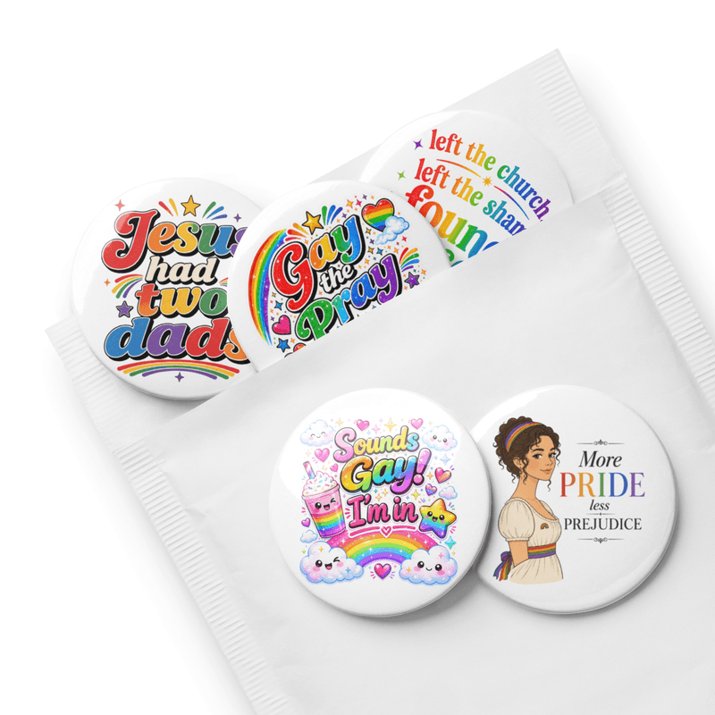 PRIDE Set of pin buttons — White / 2.25″