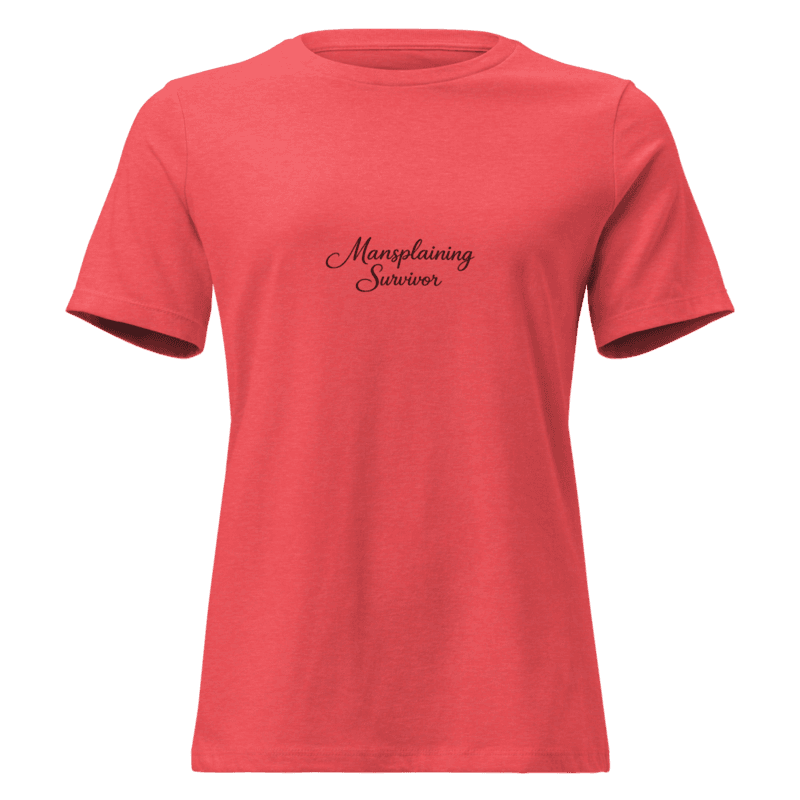 Mansplaining Survivor Cursive Women's Relaxed T-Shirt — Heather Red / S