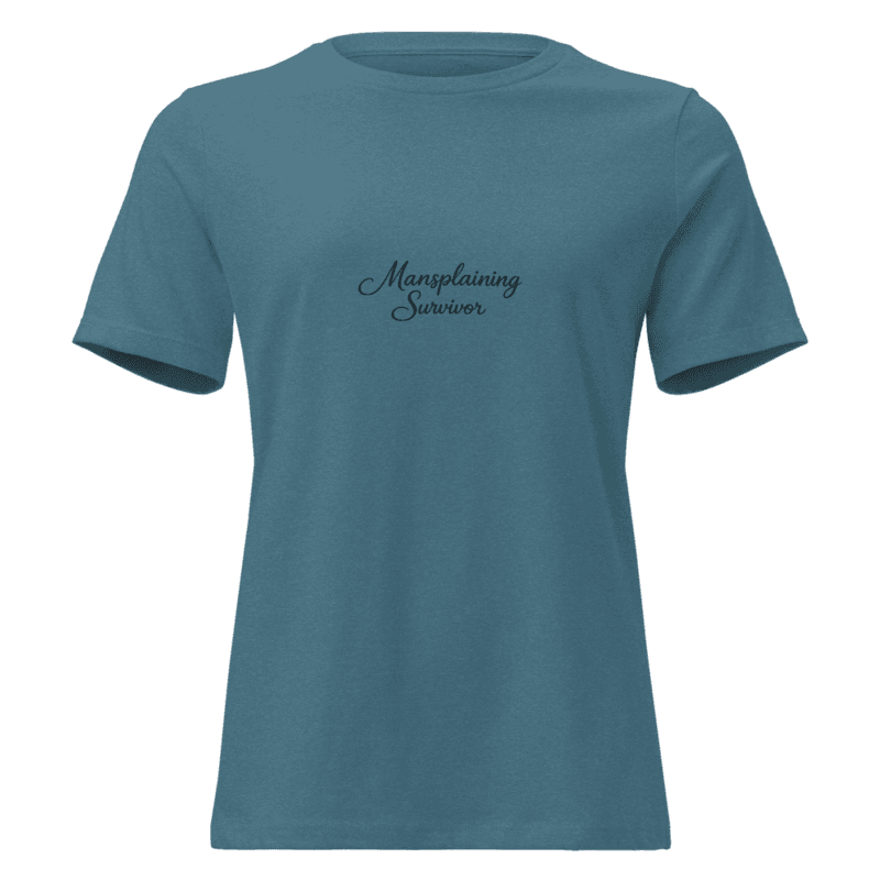 Mansplaining Survivor Cursive Women's Relaxed T-Shirt — Heather Deep Teal / S