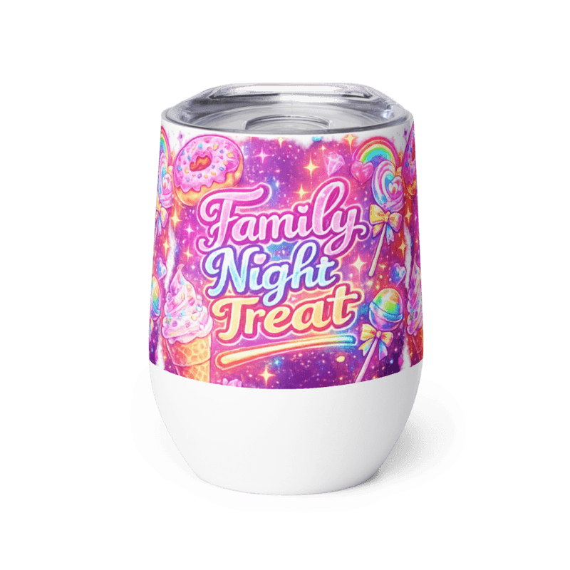 Family Night Treat Purple Wine tumbler — White / 12 oz