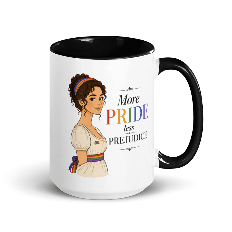 PRIDE and Prejudice  Mug with Color Inside — Black / 15 oz
