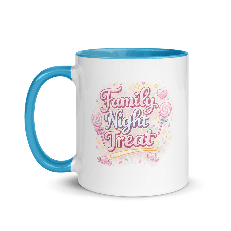 Family Night Treat Pastel Mug with Color Inside — Blue / 11 oz