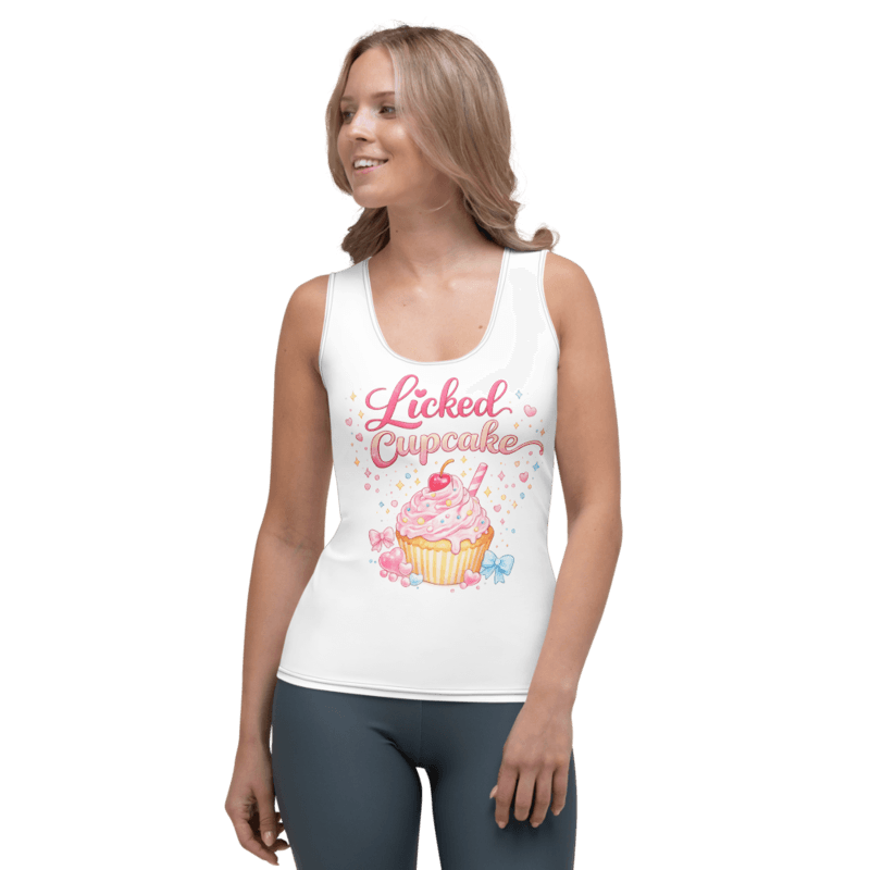 Licked Cupcake Sublimation Cut & Sew Tank Top — White / XS