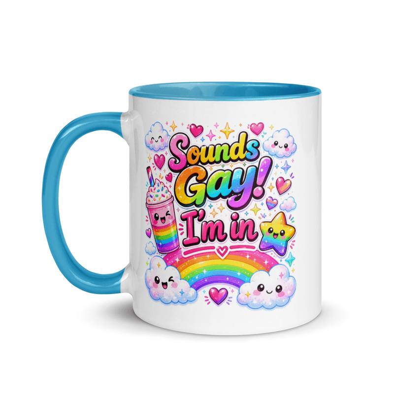 Sounds Gay Mug with Color Inside — Blue / 11 oz