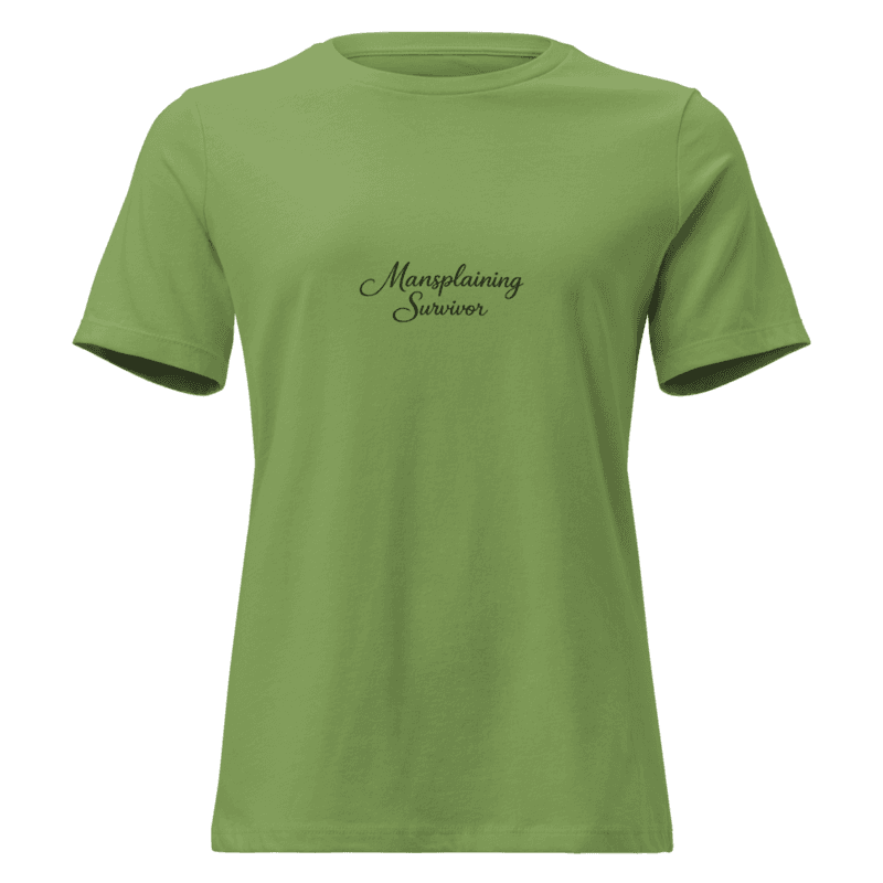 Mansplaining Survivor Cursive Women's Relaxed T-Shirt — Leaf / S