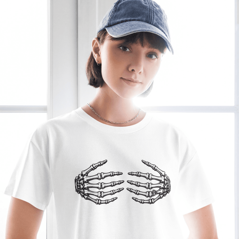 Skeleton hands Women’s  crop — White / XS