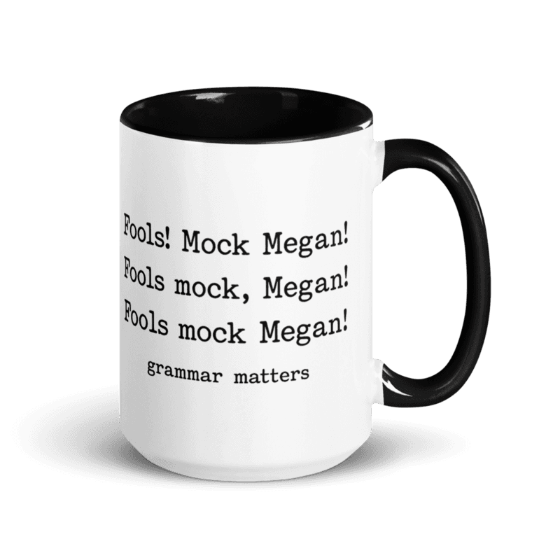Grammar Matters Mug with Color Inside — Black / 15 oz