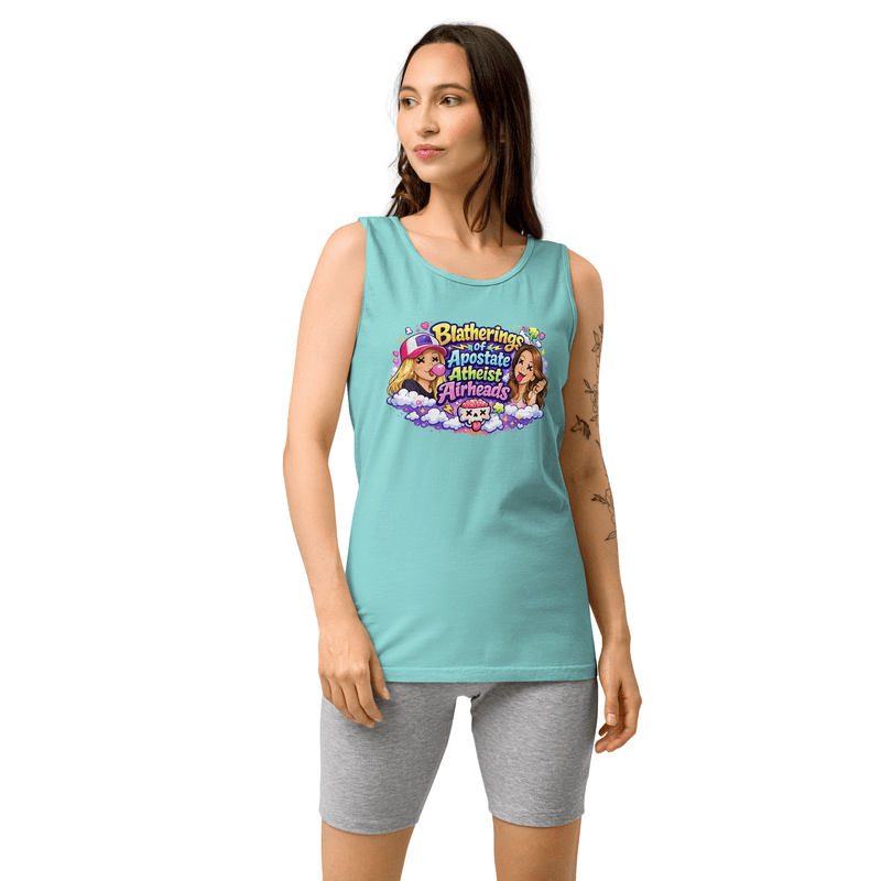 Blathering Apostate Atheist Airheads Unisex garment-dyed tank top — Lagoon Blue / XS