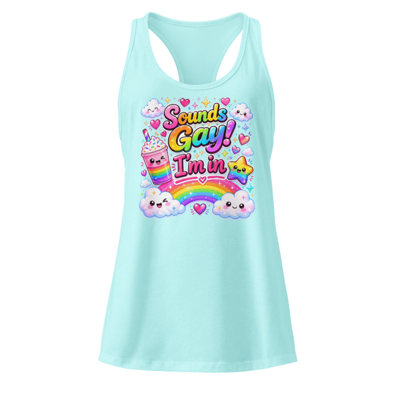 Sounds Gay Women’s fitted racerback tank top — Cancun / XS