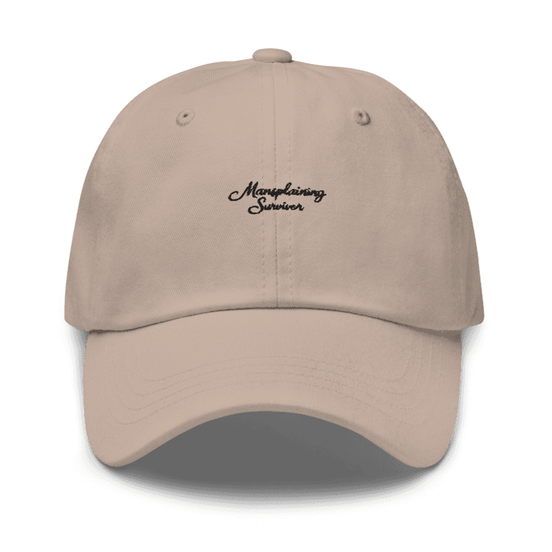 Mansplaining Survivor Cursive hat — Stone / One size