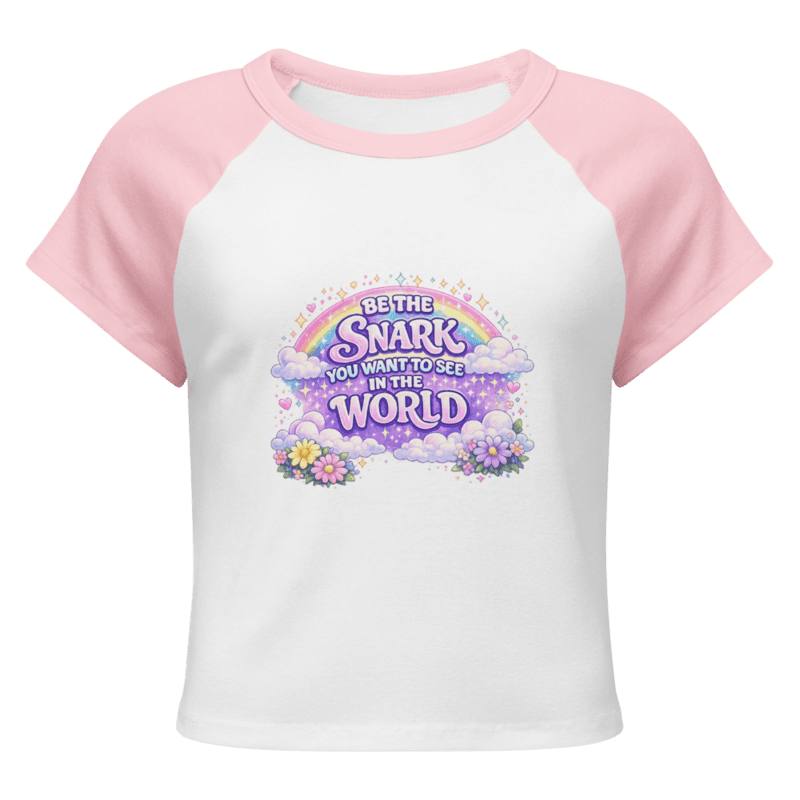 Be the Snark! Women’s micro rib raglan baby tee — White/Pink / S