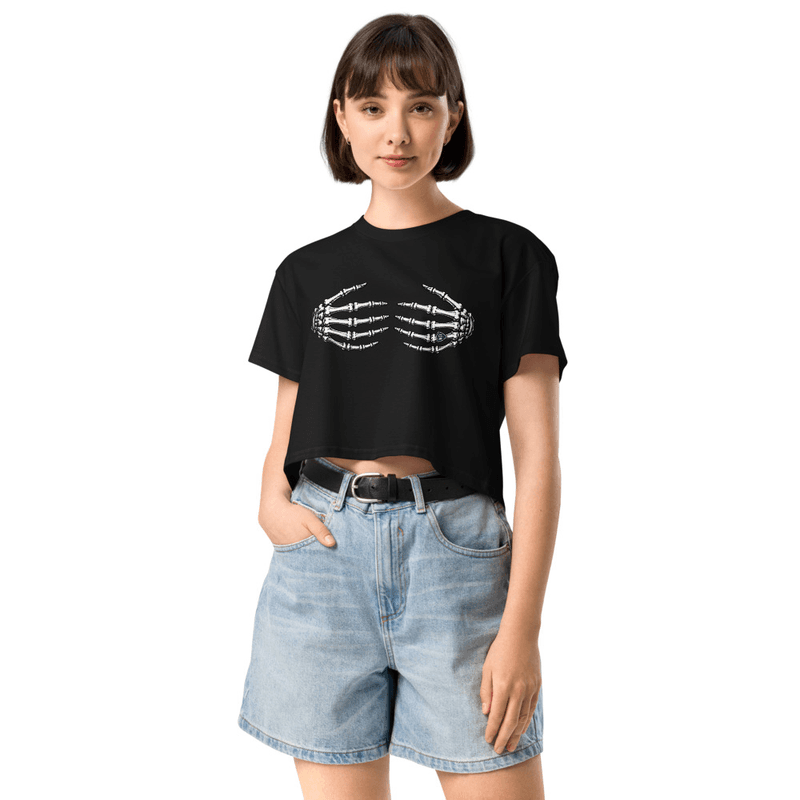 Skeleton hands Women’s  crop — Black / XS