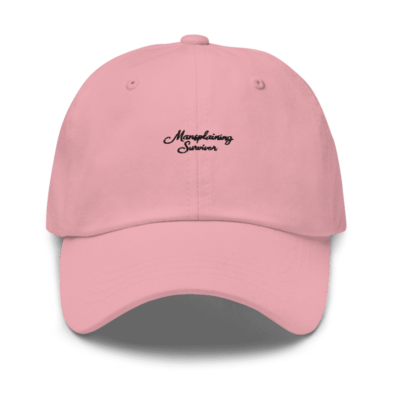 Mansplaining Survivor Cursive hat — Pink / One size