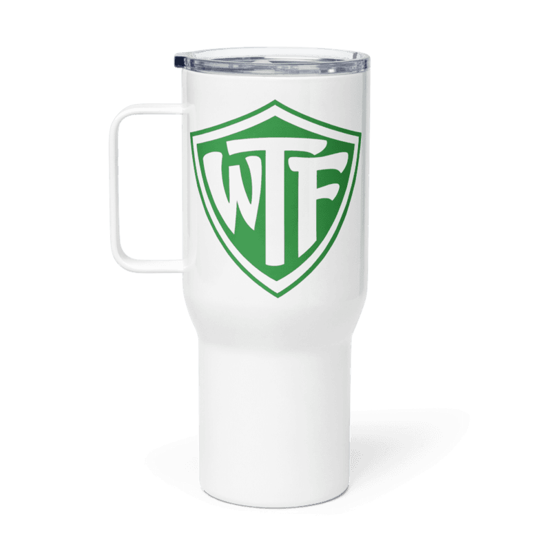 CTR to WTF Travel mug with a handle — White / 25 oz
