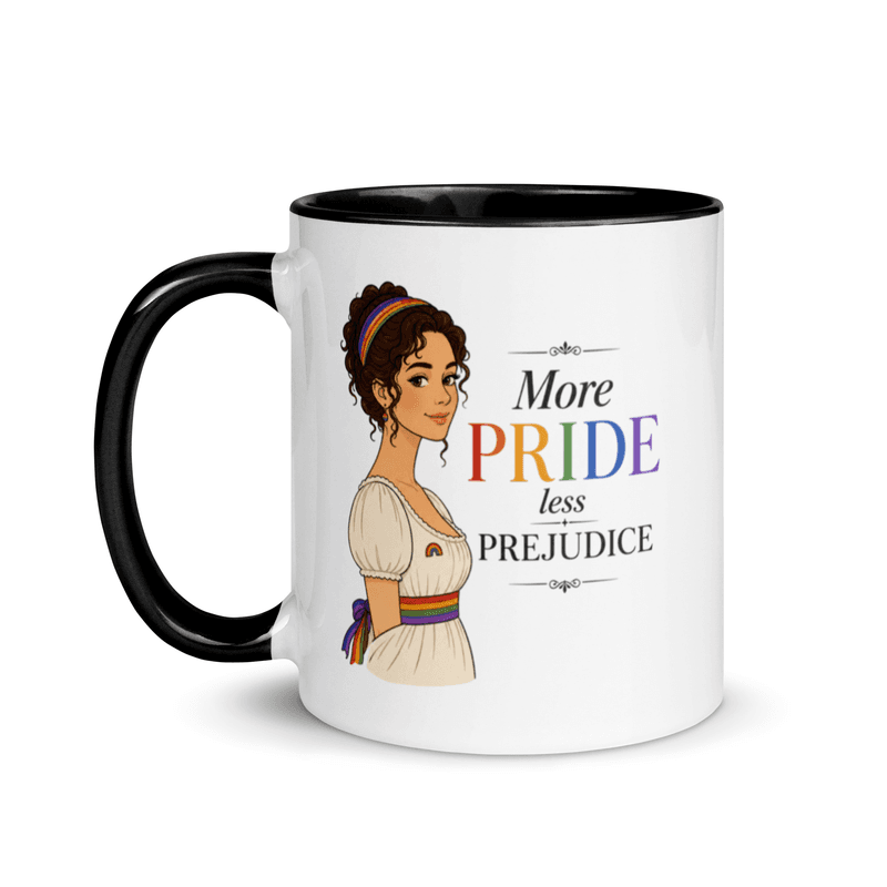 PRIDE and Prejudice  Mug with Color Inside — Black / 11 oz