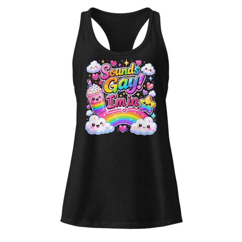 Sounds Gay Women’s fitted racerback tank top — Black / XS