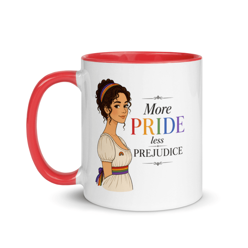 PRIDE and Prejudice  Mug with Color Inside — Red / 11 oz