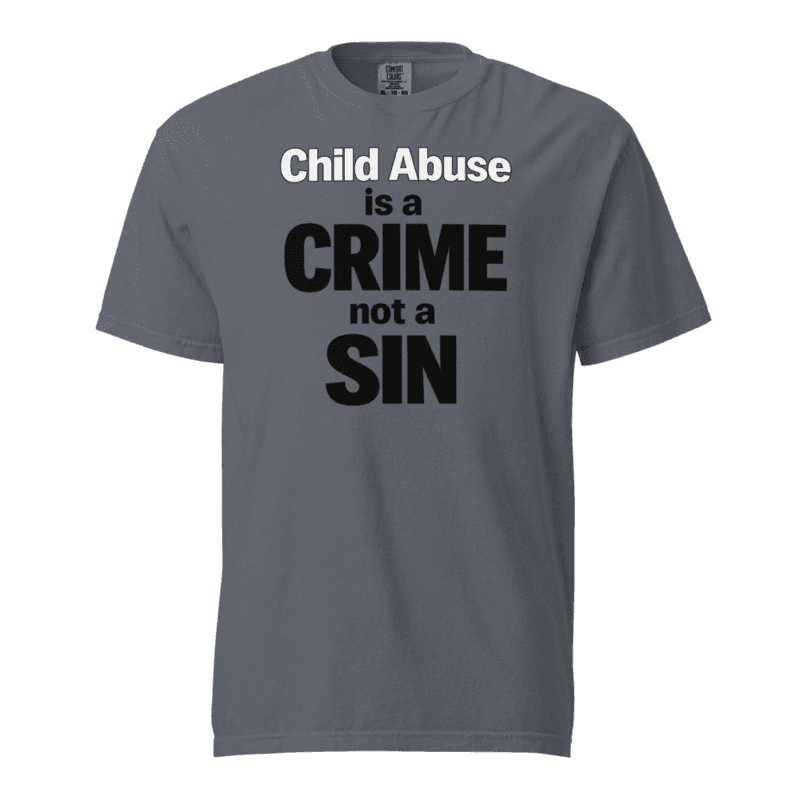 CSA is CRIME not a Sin! Unisex garment-dyed heavyweight t-shirt — Denim / S