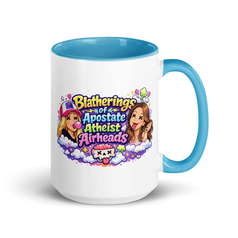 Blathering Apostate Atheist Airheads Mug with Color Inside — Blue / 15 oz