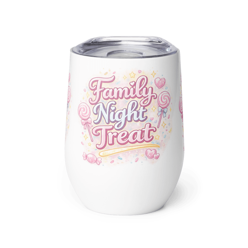 Family Night Treat Pastel Wine tumbler — White / 12 oz